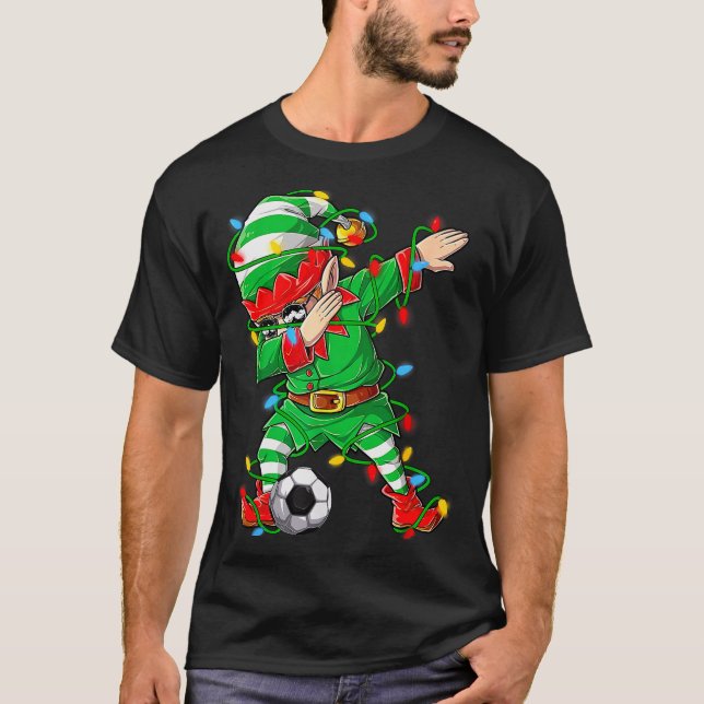 Elf Dabbing Soccer Player Christmas Dab Xmas  T-Shirt (Front)