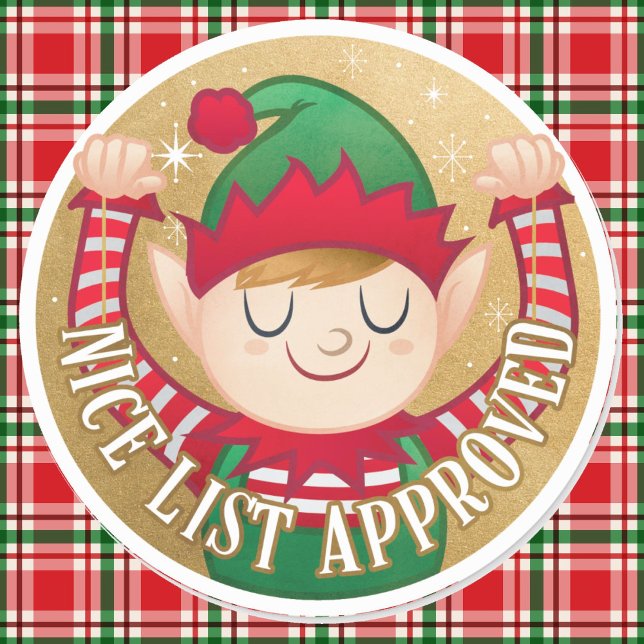 Elf Delivery Santa's Nice List Christmas Classic Round Sticker (Creator Uploaded)