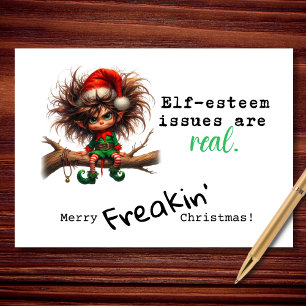 Elf Esteem Issues Funny Sarcastic Christmas Holiday Card