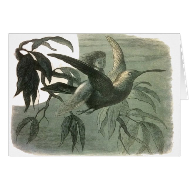 Elf Fairies Elves Lune Scène nocturne Oiseau Volan (Devant horizontal)