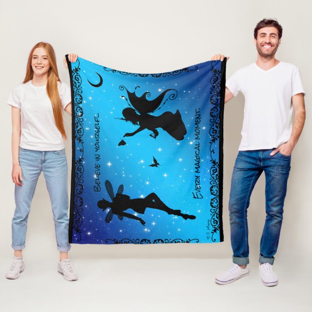 Elf Fairy Butterfly Believe -Fantasy Med w/ Black Fleece Blanket (In Situ)