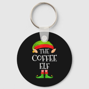 Elf Family Christmas Coffee Elf Sweater Matching C Keychain