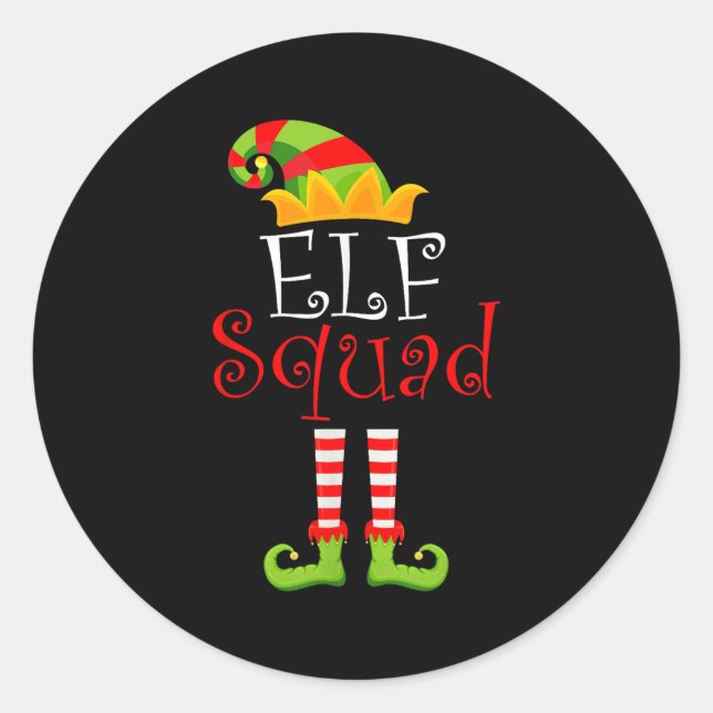 Elf Family Christmas Group Matching Pyjamas Xmas E Classic Round Sticker (Front)