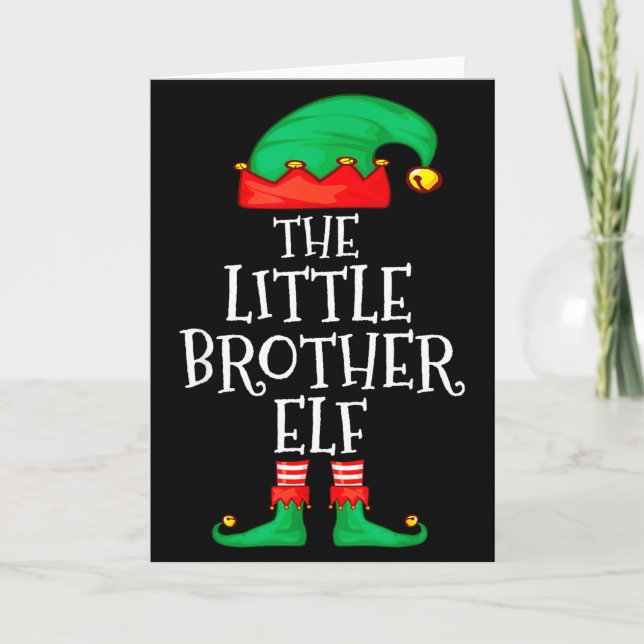 Elf Family Christmas Little Brother Elf Sweater Me Card (Front)