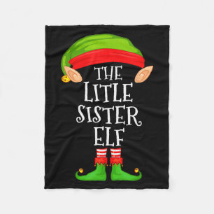 Elf Family Christmas Little Sister Elf Sweater Mat Fleece Blanket