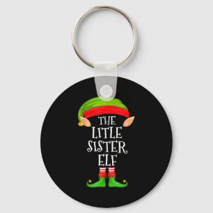 Elf Family Christmas Little Sister Elf Sweater Mat Keychain