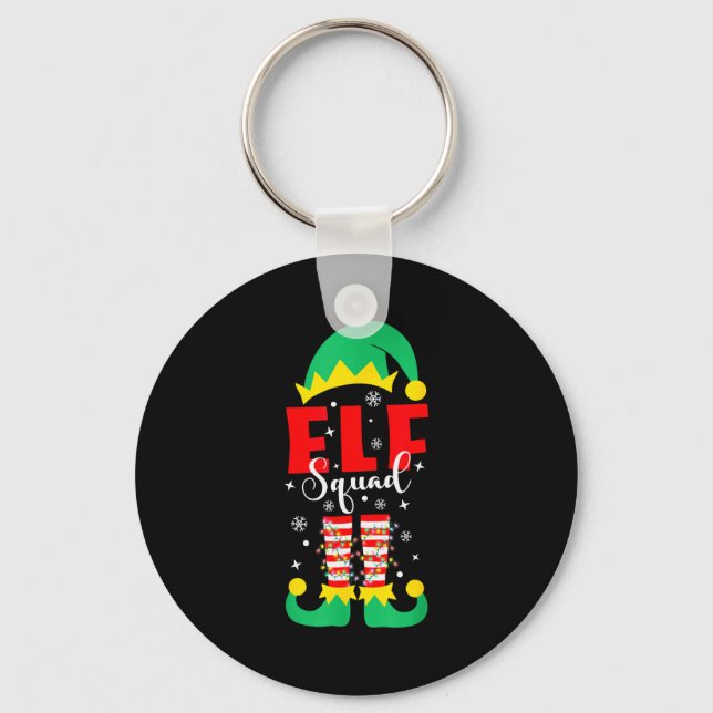 Elf Family Christmas Matching Pajamas Funny Xmas E Keychain (Front)