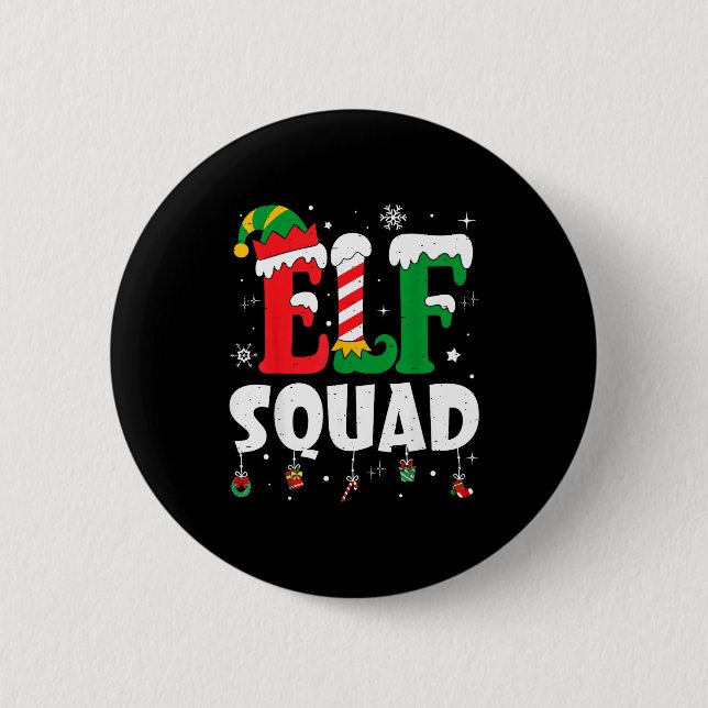 Elf Family Christmas Matching Pajamas Xmas Elf Squ 2 Inch Round Button (Front)