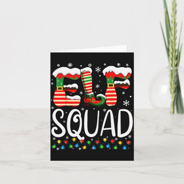 Elf Family Christmas Matching Pajamas Xmas Elf Squ Card (Front)