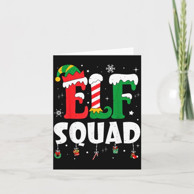 Elf Family Christmas Matching Pajamas Xmas Elf Squ Card (Front)