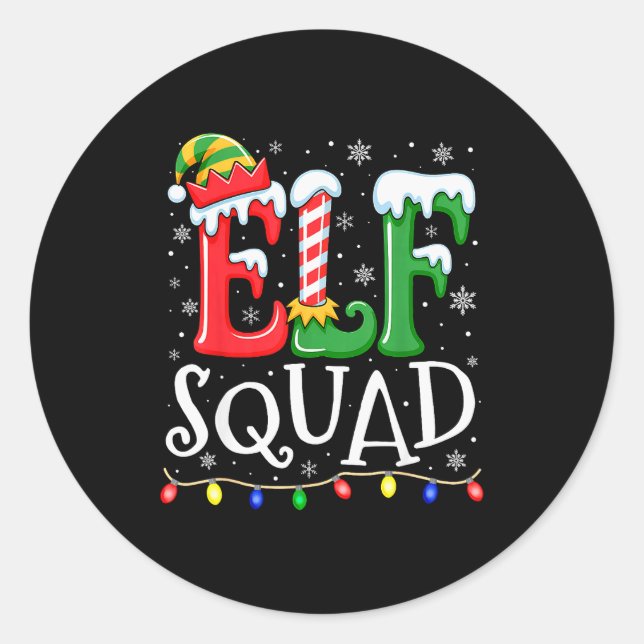 Elf Family Christmas Matching Pajamas Xmas Elf Squ Classic Round Sticker (Front)