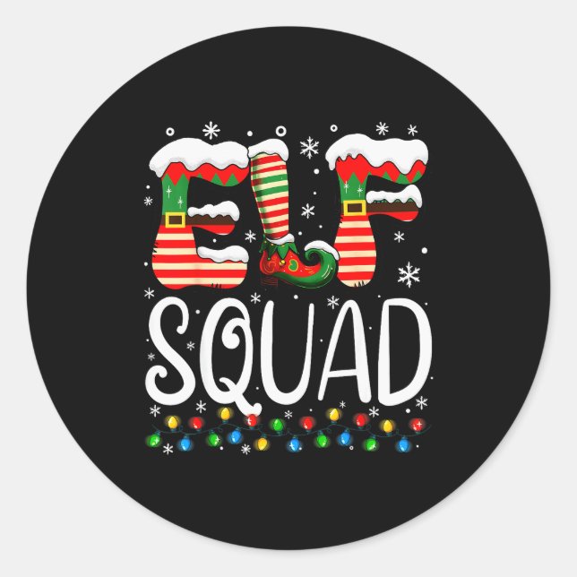 Elf Family Christmas Matching Pajamas Xmas Elf Squ Classic Round Sticker (Front)