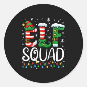 Elf Family Christmas Matching Pajamas Xmas Elf Squ Classic Round Sticker