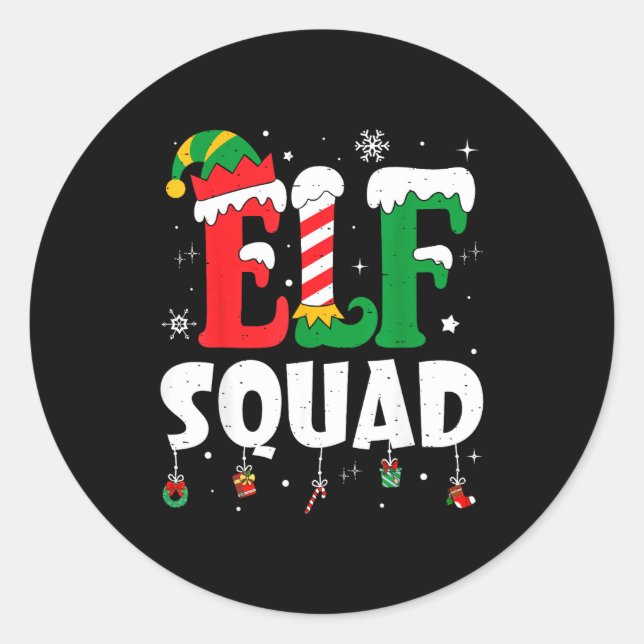 Elf Family Christmas Matching Pajamas Xmas Elf Squ Classic Round Sticker (Front)