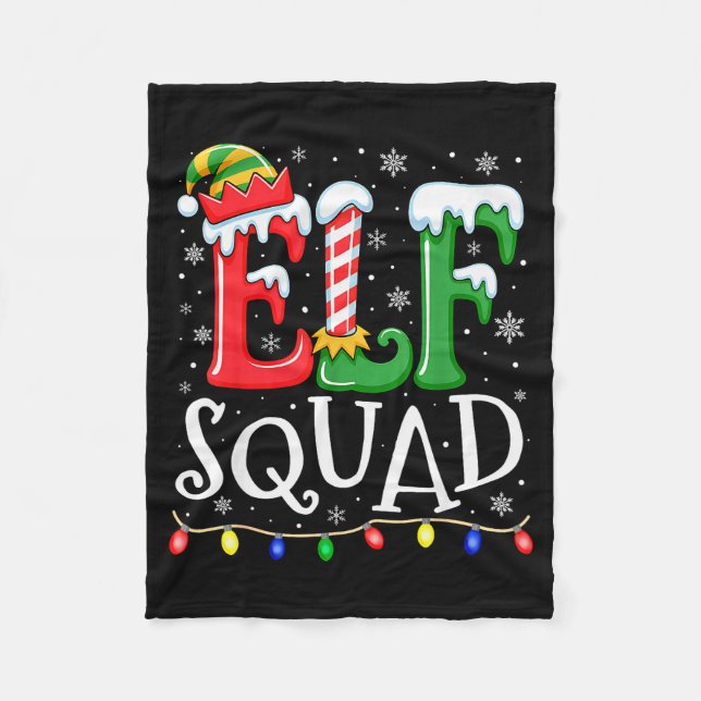 Elf Family Christmas Matching Pajamas Xmas Elf Squ Fleece Blanket (Front)