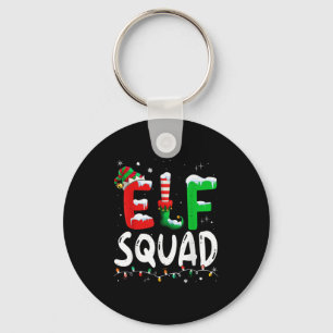 Elf Family Christmas Matching Pajamas Xmas Elf Squ Keychain