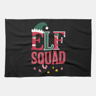 Elf Family Christmas Matching Pyjamas Elf Squad  Kitchen Towel
