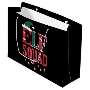 Elf Family Christmas Matching Pyjamas Elf Squad  Large Gift Bag