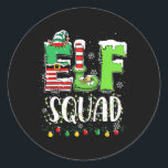 Elf Family Christmas Matching Pyjamas Funny Xmas E Classic Round Sticker<br><div class="desc">Elf Family Christmas Matching Pyjamas Funny Xmas Elf Squad 1</div>