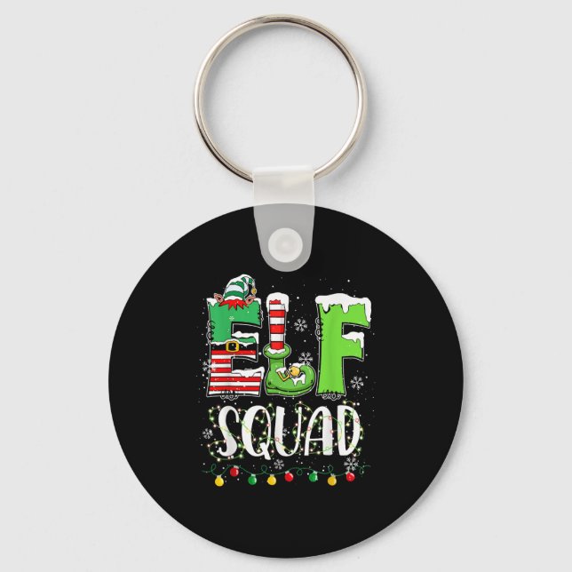 Elf Family Christmas Matching Pyjamas Funny Xmas E Keychain (Front)