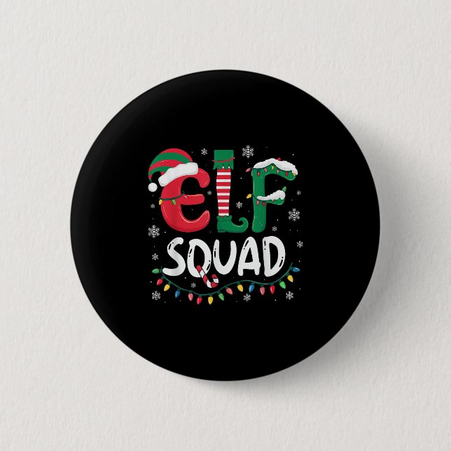 Elf Family Christmas Matching Pyjamas Xmas Elf Squ 2 Inch Round Button (Front)