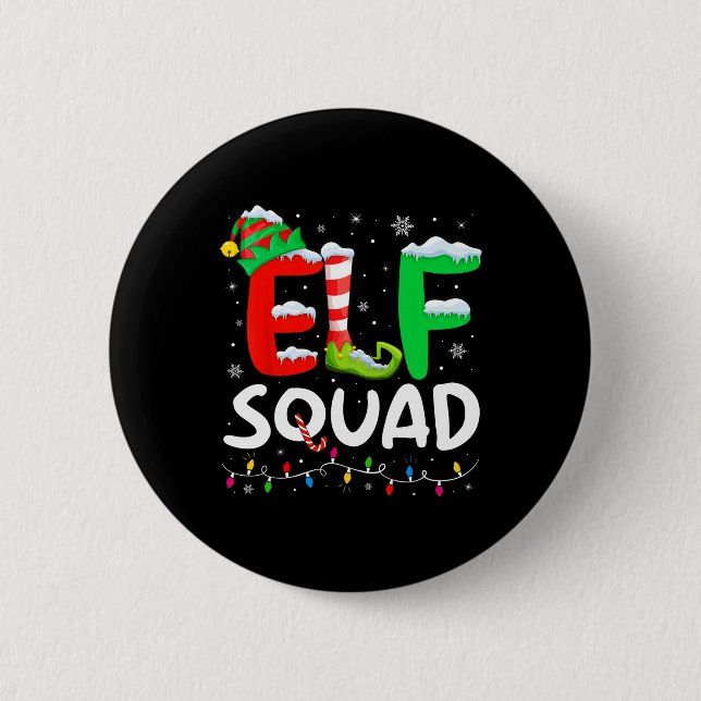 Elf Family Christmas Matching Pyjamas Xmas Elf Squ 2 Inch Round Button (Front)