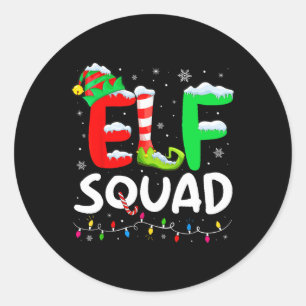 Elf Family Christmas Matching Pyjamas Xmas Elf Squ Classic Round Sticker
