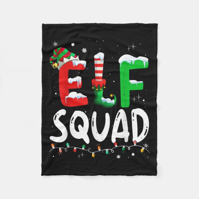 Elf Family Christmas Matching Pyjamas Xmas Elf Squ Fleece Blanket (Front)