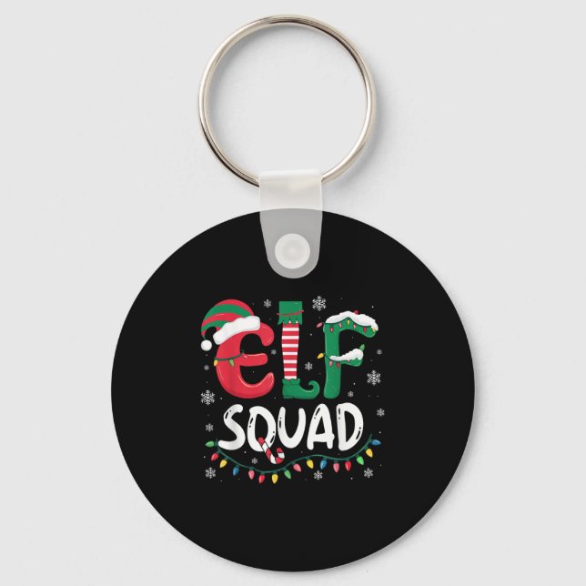 Elf Family Christmas Matching Pyjamas Xmas Elf Squ Keychain (Front)