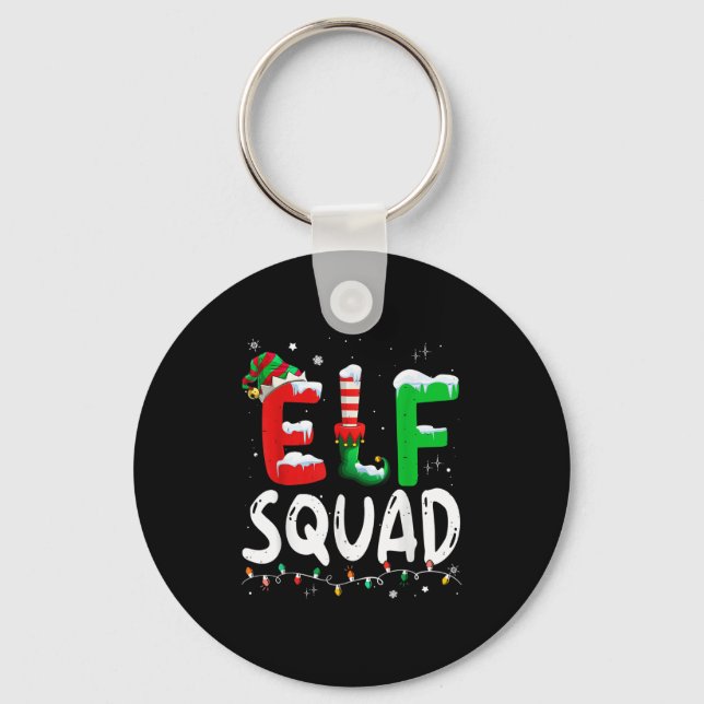 Elf Family Christmas Matching Pyjamas Xmas Elf Squ Keychain (Front)