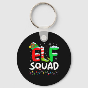 Elf Family Christmas Matching Pyjamas Xmas Elf Squ Keychain