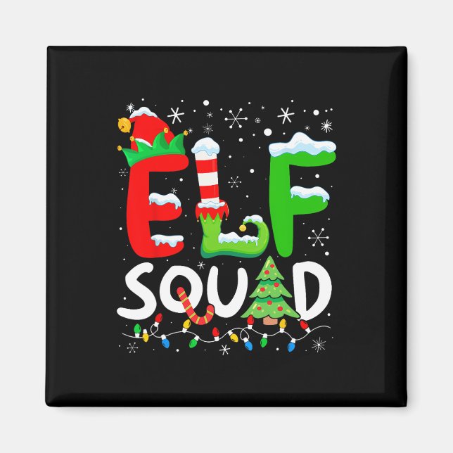 Elf Family Christmas Matching Pyjamas Xmas Elf Squ Magnet (Front)