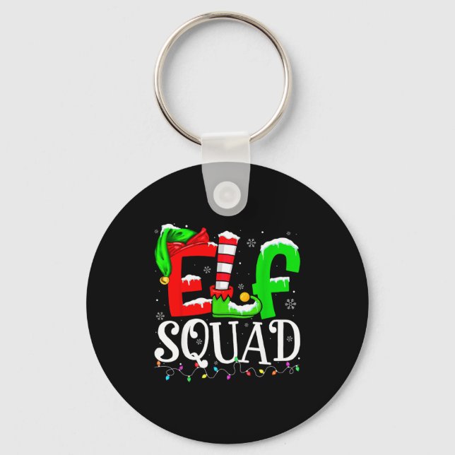 Elf Family Christmas Shirts Matching Pajamas Xmas  Keychain (Front)
