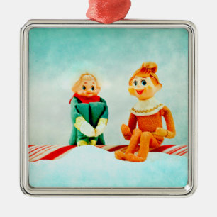 Elf First Date Metal Ornament