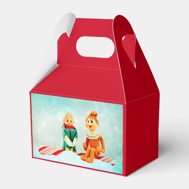 Elf First Date on Red Favor Box (Front Side)