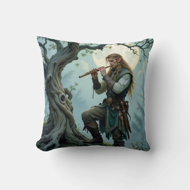 Elf Flute Throw Pillow (Front)