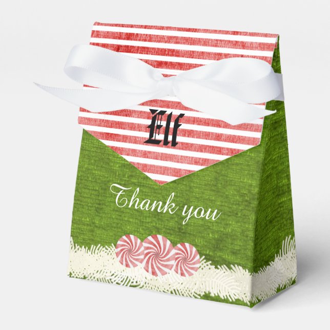 Elf Fun Christmas Party Red and Green Theme Favor Box (Front Side)