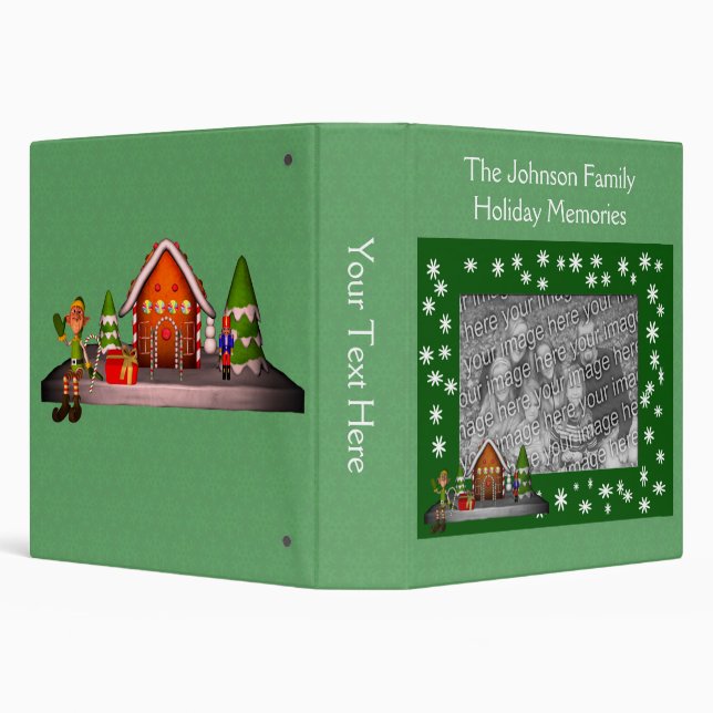 Elf Gingerbread House Christmas Personalized    Binder (Background)