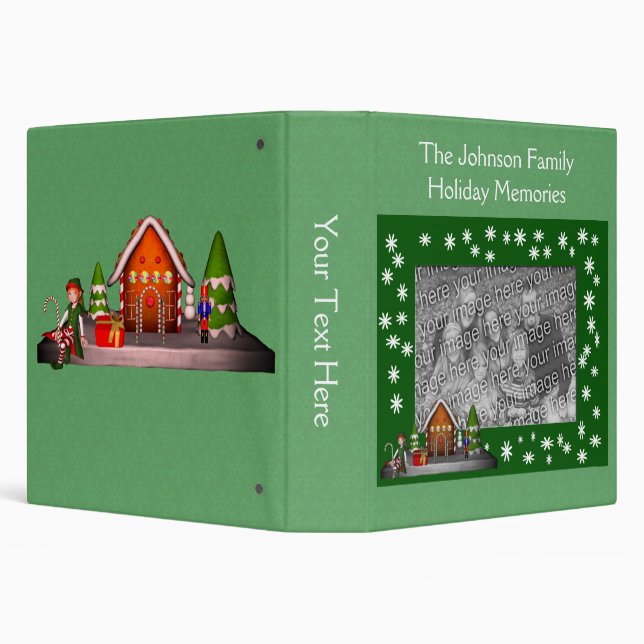Elf Gingerbread House Christmas Personalized   Binder (Background)