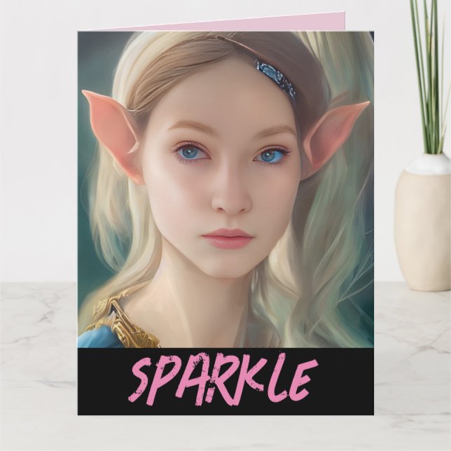 ELF GIRL FANTASY SPARKLE VALENTINE'S DAY CARD (Front)