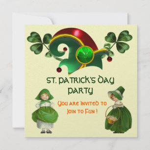 ELF HAT WITH SHAMROCKS ST. PATRICK'S DAY PARTY INVITATION