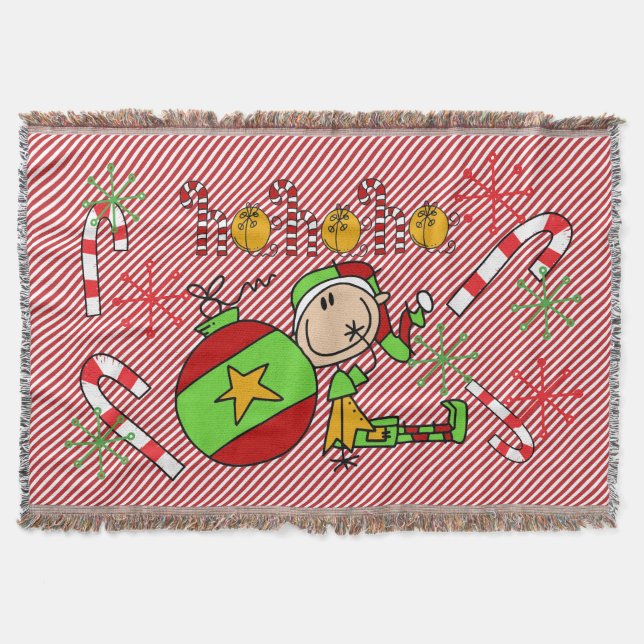 Elf Ho Ho Holiday Throw Blanket (Front)
