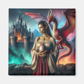 Elf holding a dragon egg magnet