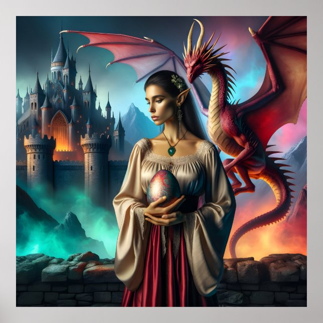 Elf holding a dragon egg poster (Front)