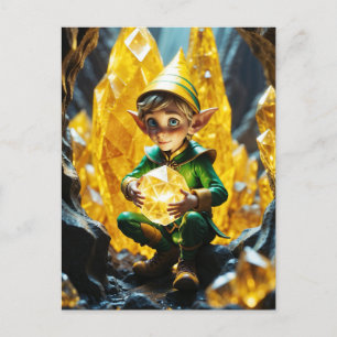 Elf Holding Yellow Crystall Postcard