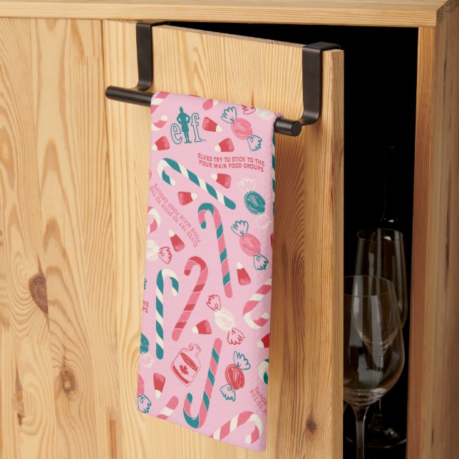 Elf Holiday Candy Pattern Kitchen Towel (Thirds Fold)