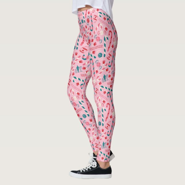 Elf Holiday Candy Pattern Leggings (Left)