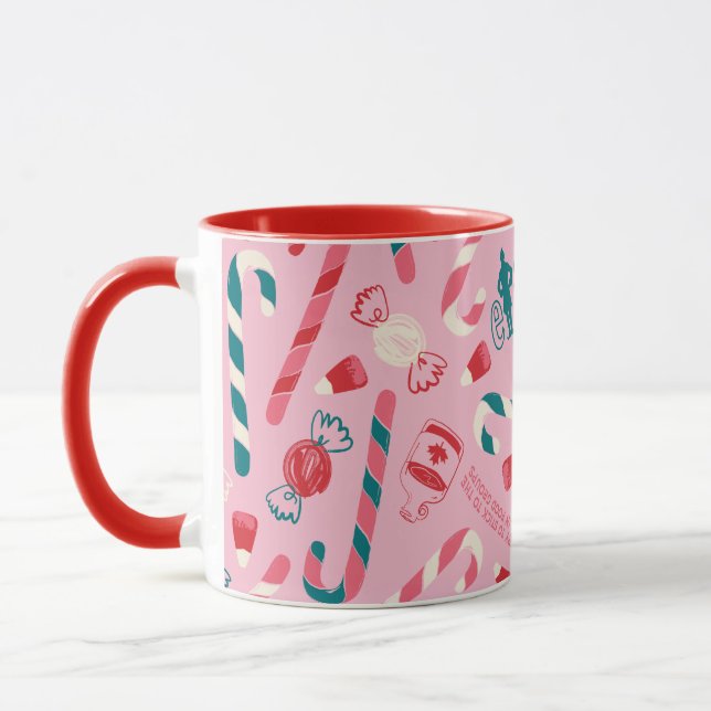 Elf Holiday Candy Pattern Mug (Left)