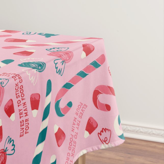 Elf Holiday Candy Pattern Tablecloth (In Situ)