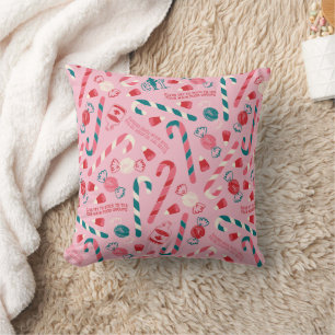 Elf Holiday Candy Pattern Throw Pillow